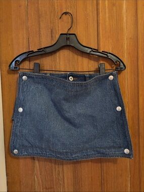 Y/Project Blue Denim Mini Shorts with Snap Accents